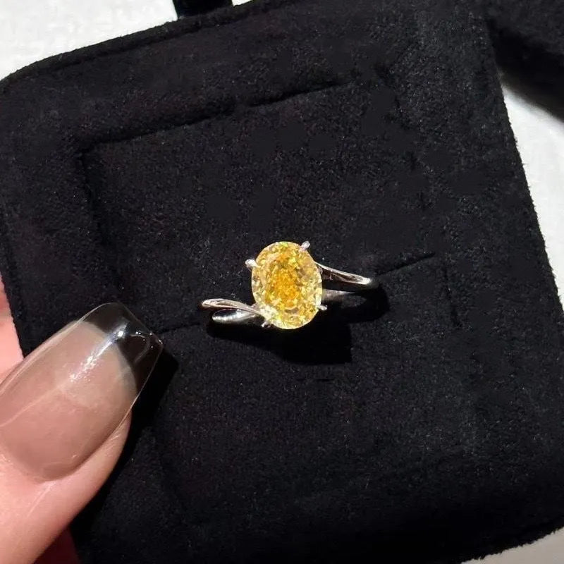 Women's yellow rock sugar fashion ring made from copper with Seiko treatment