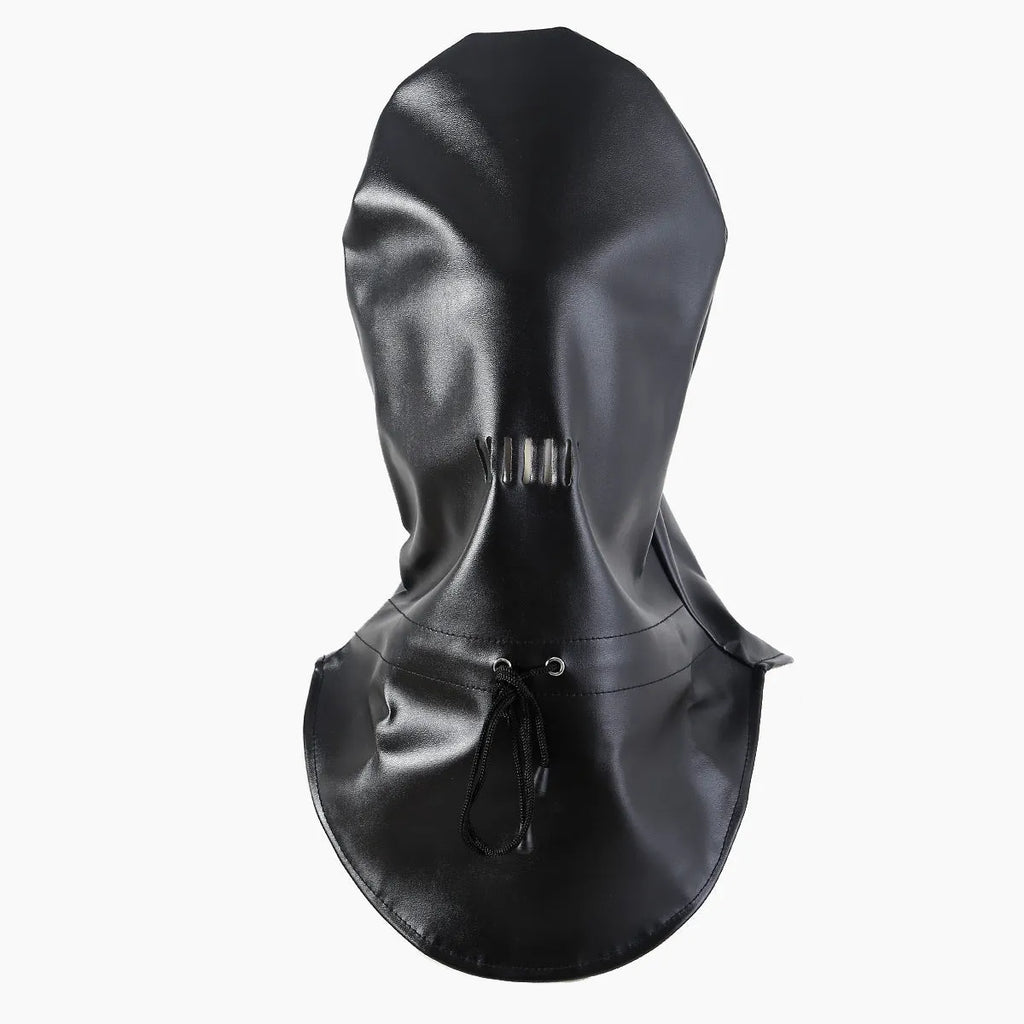 Black leather headgear mask with adjustable straps for training props