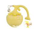 USB electric cat teasing ball with fish bone design and separate teasing stick in blue, pink, or yellow