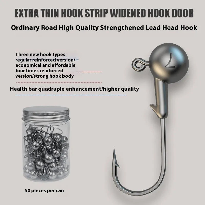 Enhanced jig hooks 50 pieces set with 4 times strength and blood trough design for fishing