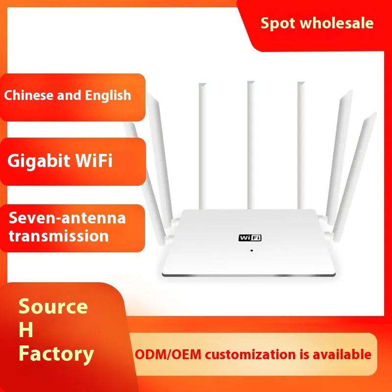 Dual-band wireless router in black or white with multiple antennas for whole-house WiFi coverage