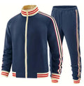 Turtleneck zipper cardigan top trousers suit in khaki colour, street-style leisurewear with long sleeves and trousers.