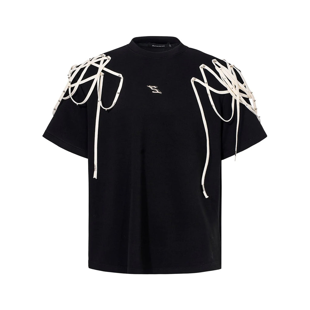 Black loose-fit short-sleeved T-shirt with round neck, sizes S to XL