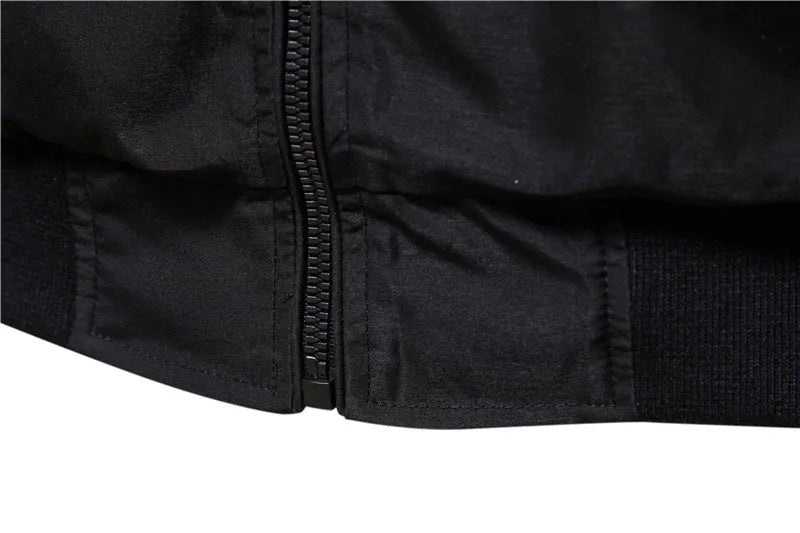 Men's thin casual jacket in polyester fibre showing continental sizing options and solid colour choices