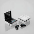 Wireless Bluetooth gaming headset with a small digital display on the earpiece, shown in multiple colour options.