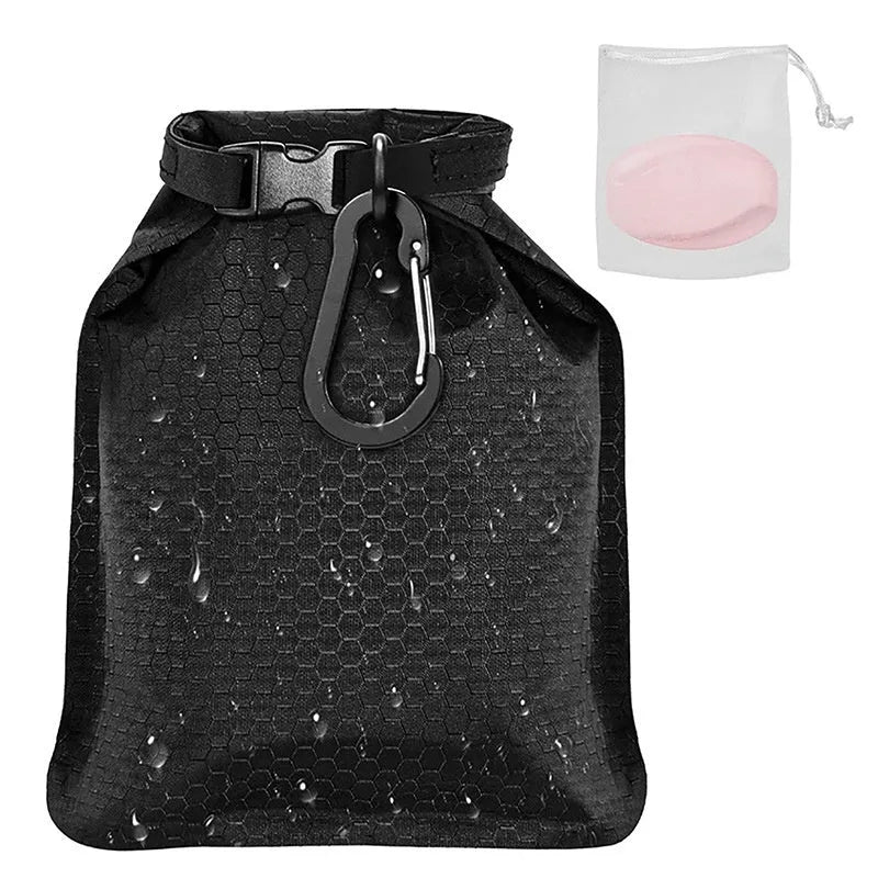 Waterproof quick-drying soap container bag measuring 17cm by 13cm