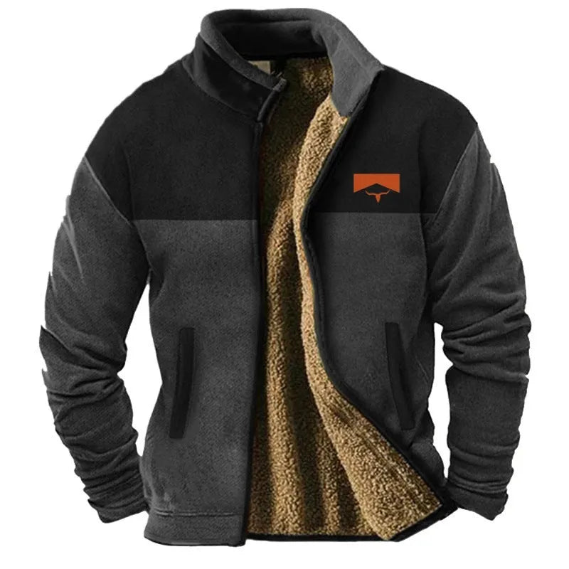 Men's green fleece padded coat with regular fit and polyester fibre insulation
