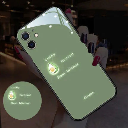 Luminous phone case with painted white daisy design and voice-activated colour light for Apple iPhone protection