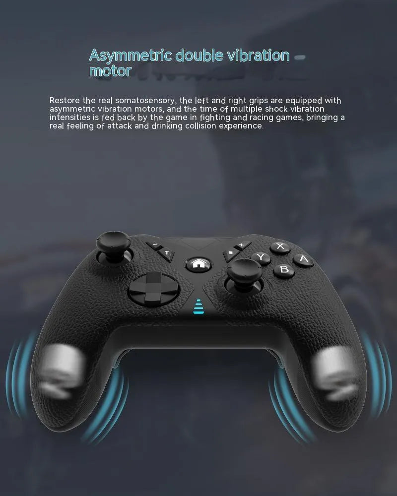 Black wireless game controller with leather pattern texture, dimensions 171x67x136mm