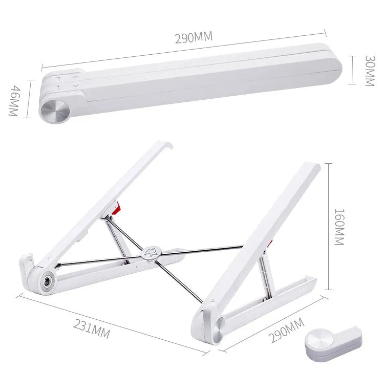 White laptop bracket with heat sink base cushion compatible with Apple MacBook and Whale race notebooks