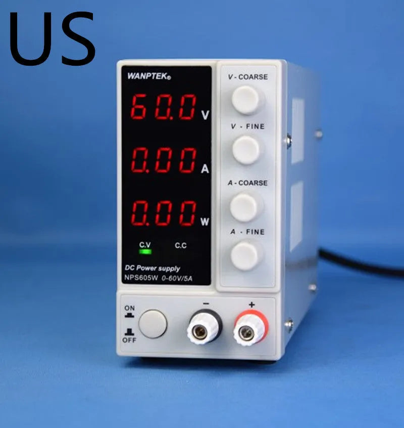 NPS605W white adjustable DC power supply with voltage and current controls for mobile phone and notebook repair