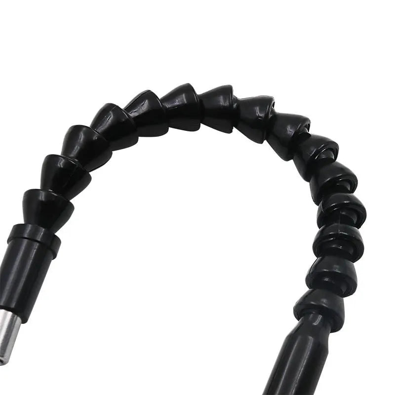 Flexible cobra drill bit extension shaft 295mm black metal and plastic with 1/4 inch hex shank