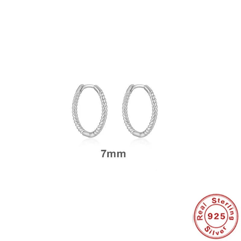 Twist S925 sterling silver twisted string round ring earrings with electroplated gold finish in 13mm size