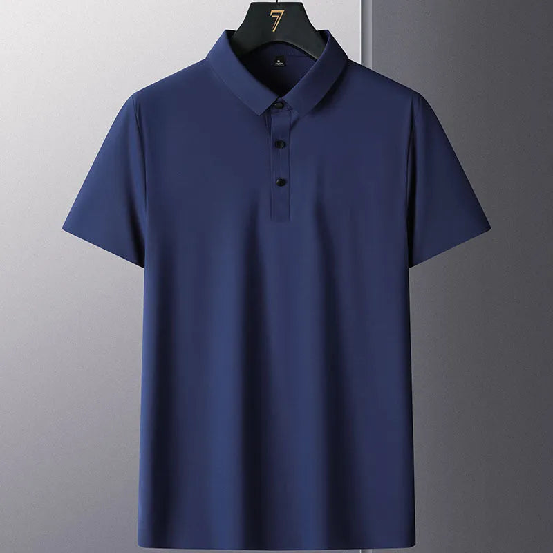 Men's short-sleeve non-ironing shirt in solid colour, sizes M to 8XL, made from nylon fabric