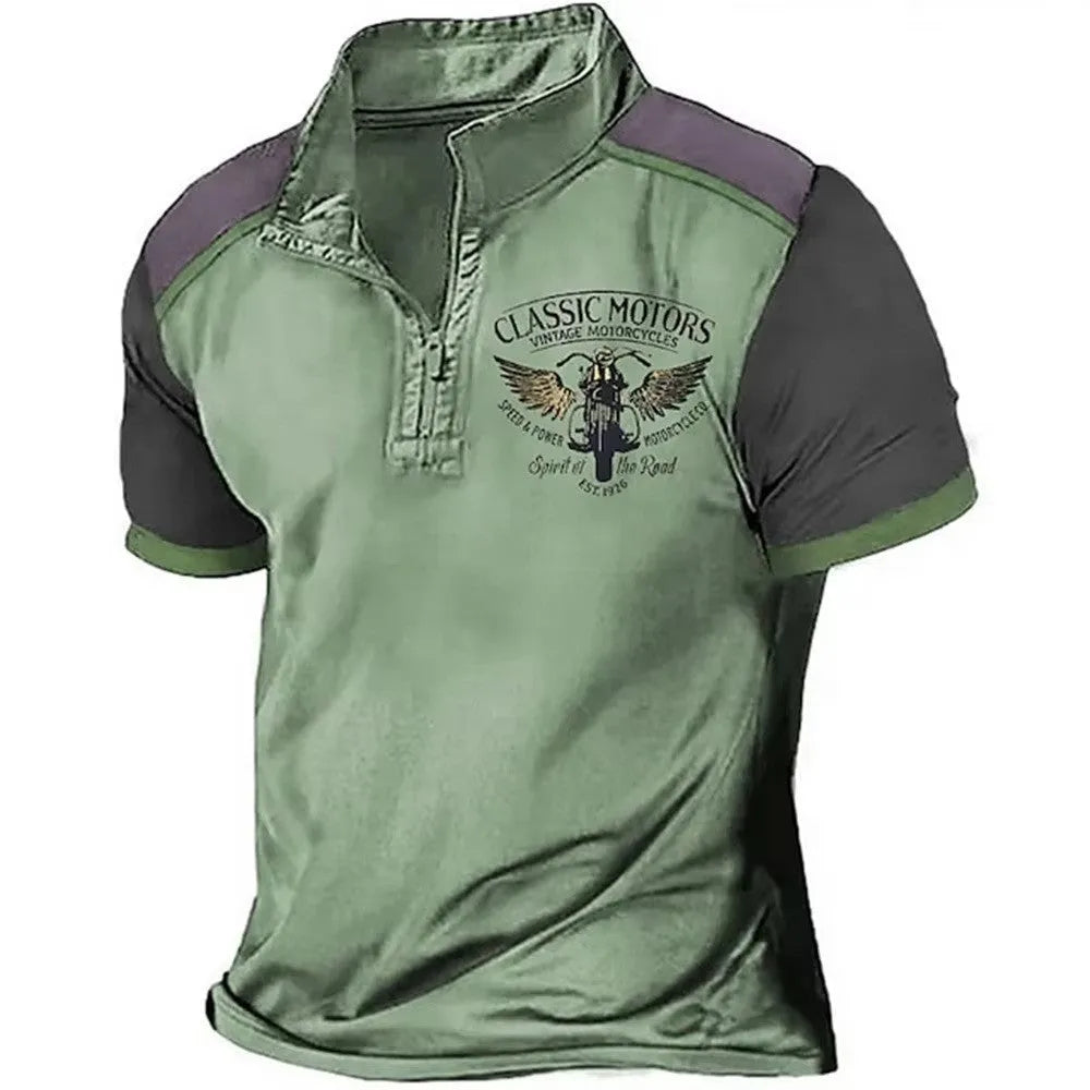Golf 3D printed polo shirt in solid colour with loose fit pullover design