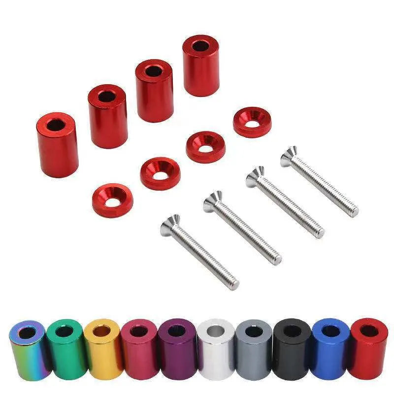 Aluminium machine cover pad height sheet for car modification in red, blue, and black colours with installation hardware