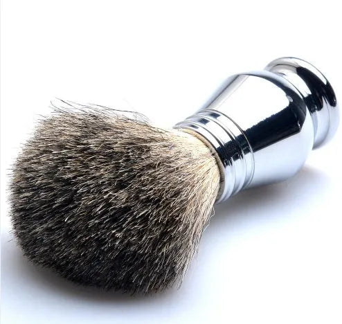 CSB shaving set with double edge razor, badger hair brush, chrome stand, and zinc alloy bowl