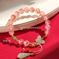 Women's ice floating south red white agate fishtail bracelet handmade jewellery elegant design