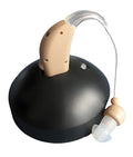 Rechargeable digital behind-the-ear hearing aid device with plastic casing