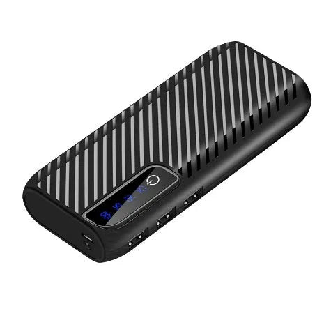 20000mAh portable mini power bank measuring 142x64x23mm with dual USB outputs for charging two devices simultaneously