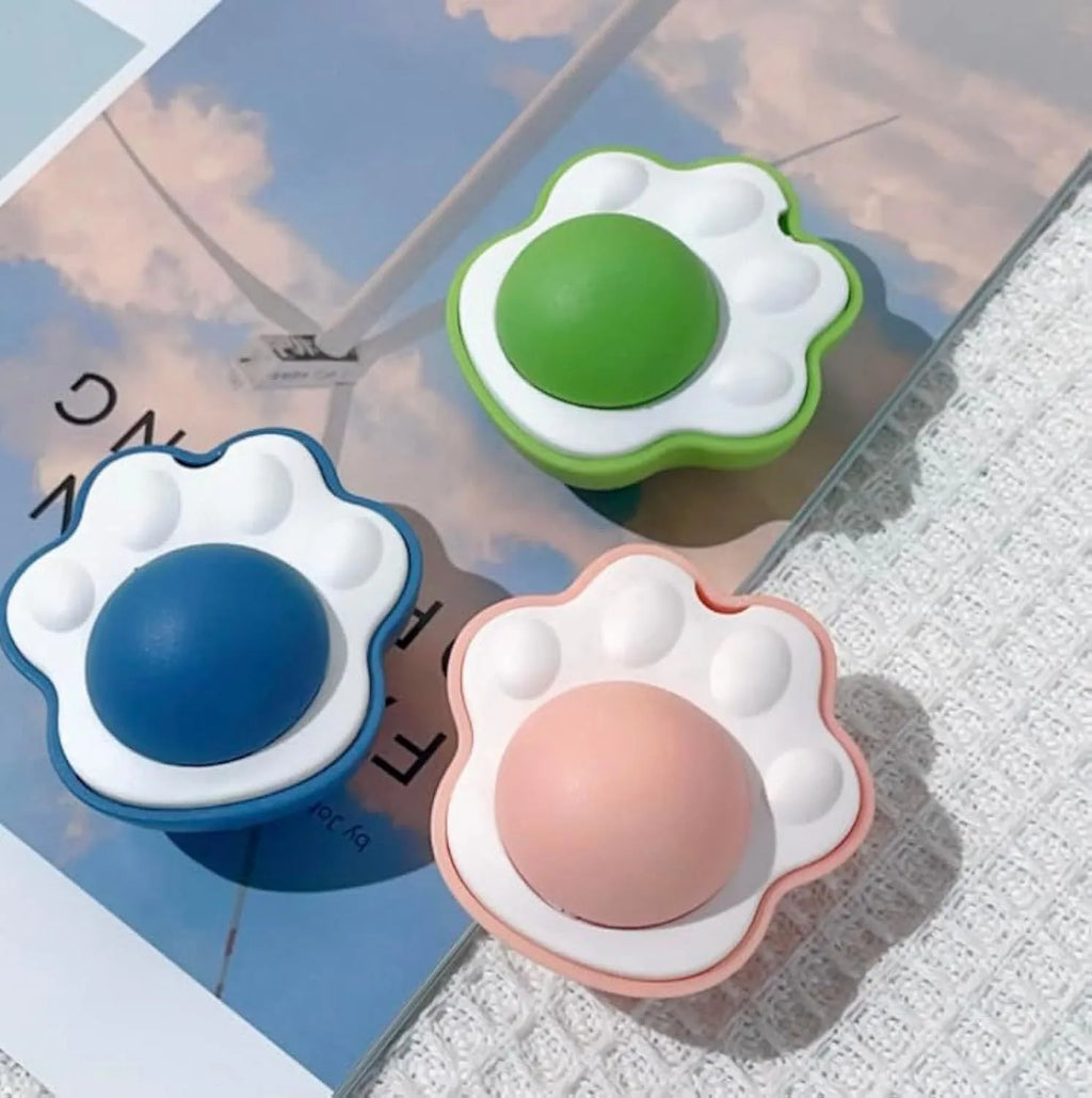 Blue, green, or pink catnip balls for cats with plush material, 45mm by 33mm by 50mm size, used as dental chew toys