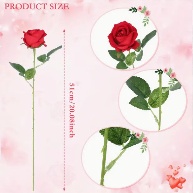 Red and white plastic artificial silk flower bouquet for home decoration