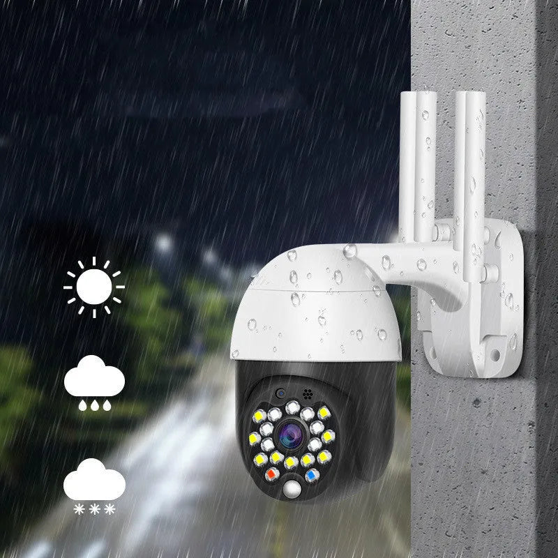 White wireless dome security camera with 3.6mm lens for outdoor 1080p HD surveillance