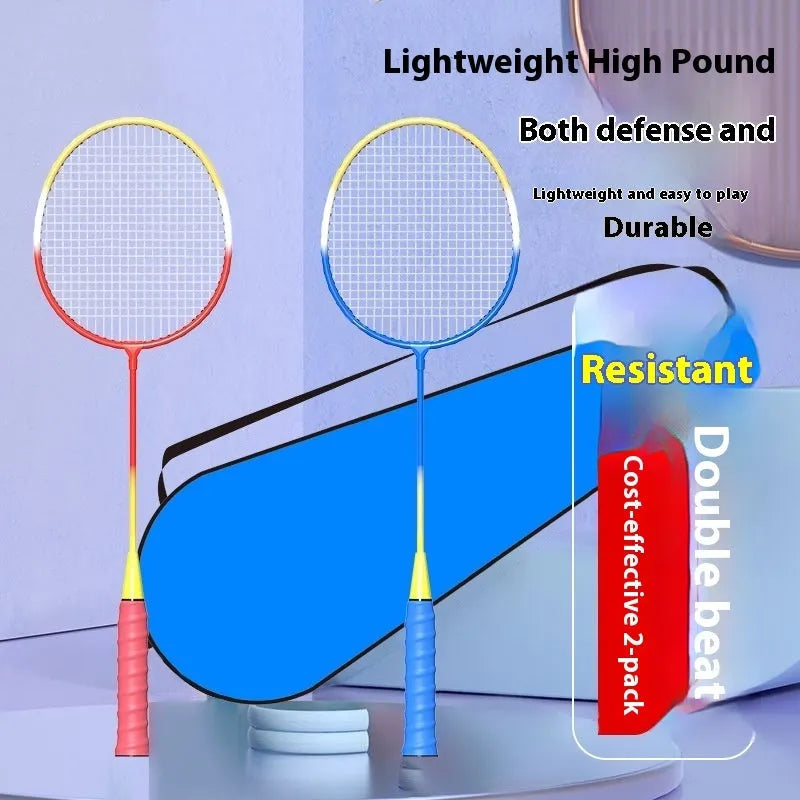 Alloy ultra-light split badminton rackets in blue and red, each under 300g, for table tennis play.