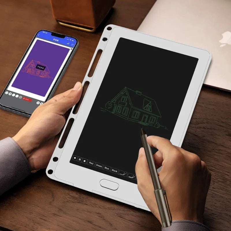 85-inch electronic writing pad with stitching appearance texture, smart pen, and USB charging cable