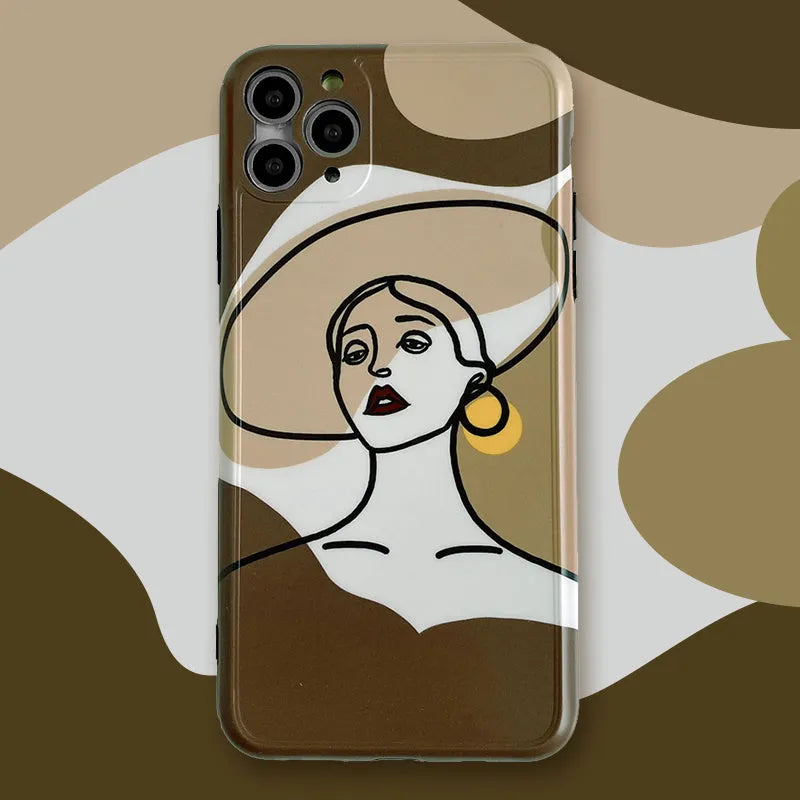 Orange yellow cartoon line art iPhone case for Apple iPhone 11 Pro Max with soft gel construction