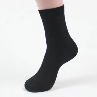 Men's bamboo fibre business socks with small square pattern in five colours, sized 38-44