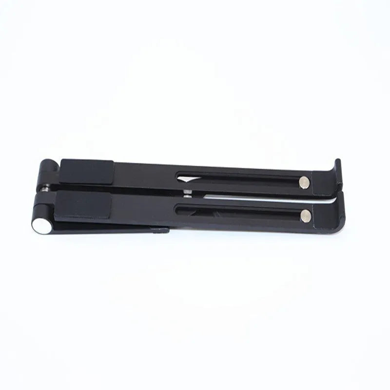 Aluminium notebook stand for laptop computers in black colour on desk
