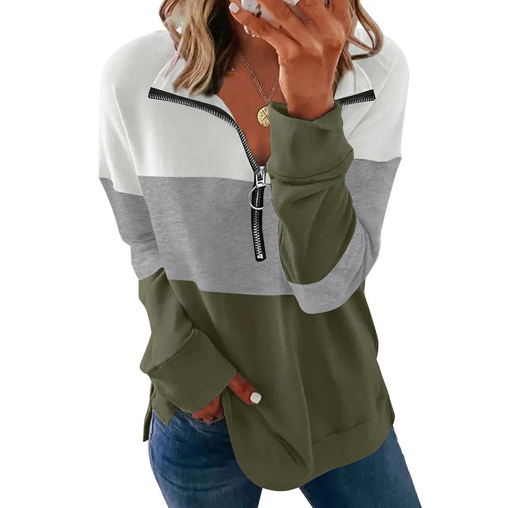 Women's loose fit leopard print long-sleeved sweater in polyester fabric