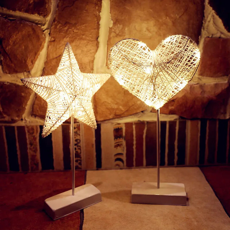 LED rattan star lamp with battery operation for bedroom decoration