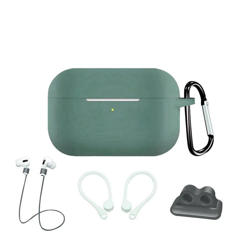Silicone AirPods Pro case set with anti-lost buckle, strap hanging buckle, anti-lost rope, 63 x 47.5 x 28mm, six colours