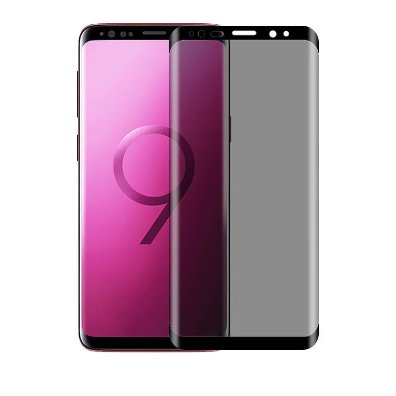 Samsung smartphone tempered glass screen protector showing full coverage edge-to-edge design