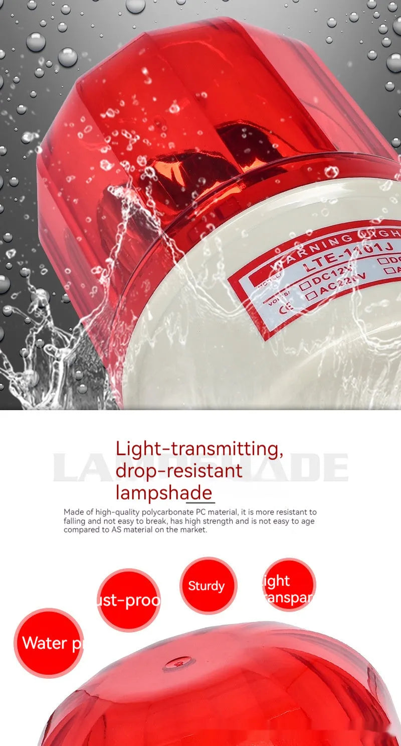 LTE-1101J red rotating warning light with sound alarm for industrial machine tool use