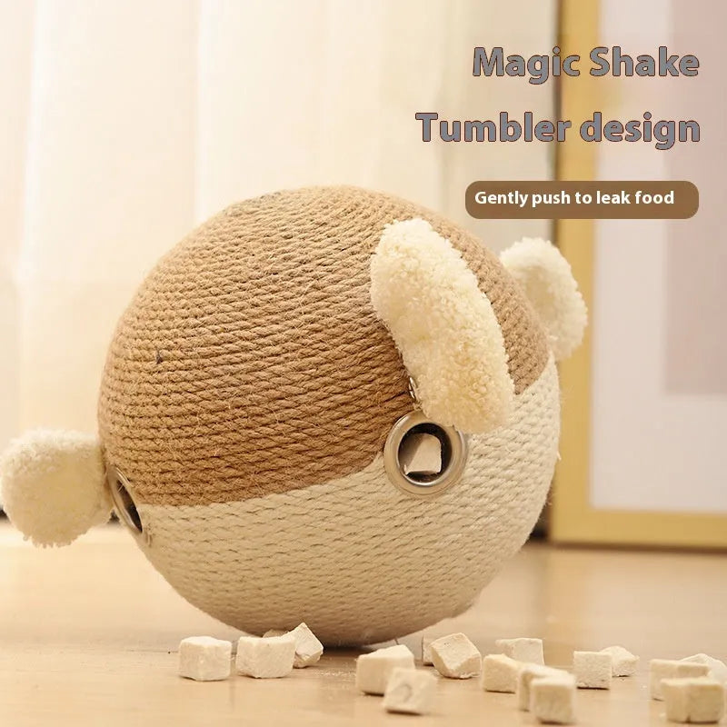 15cm sisal hemp cube pet toy with leakage holes for dispensing treats to dogs and cats