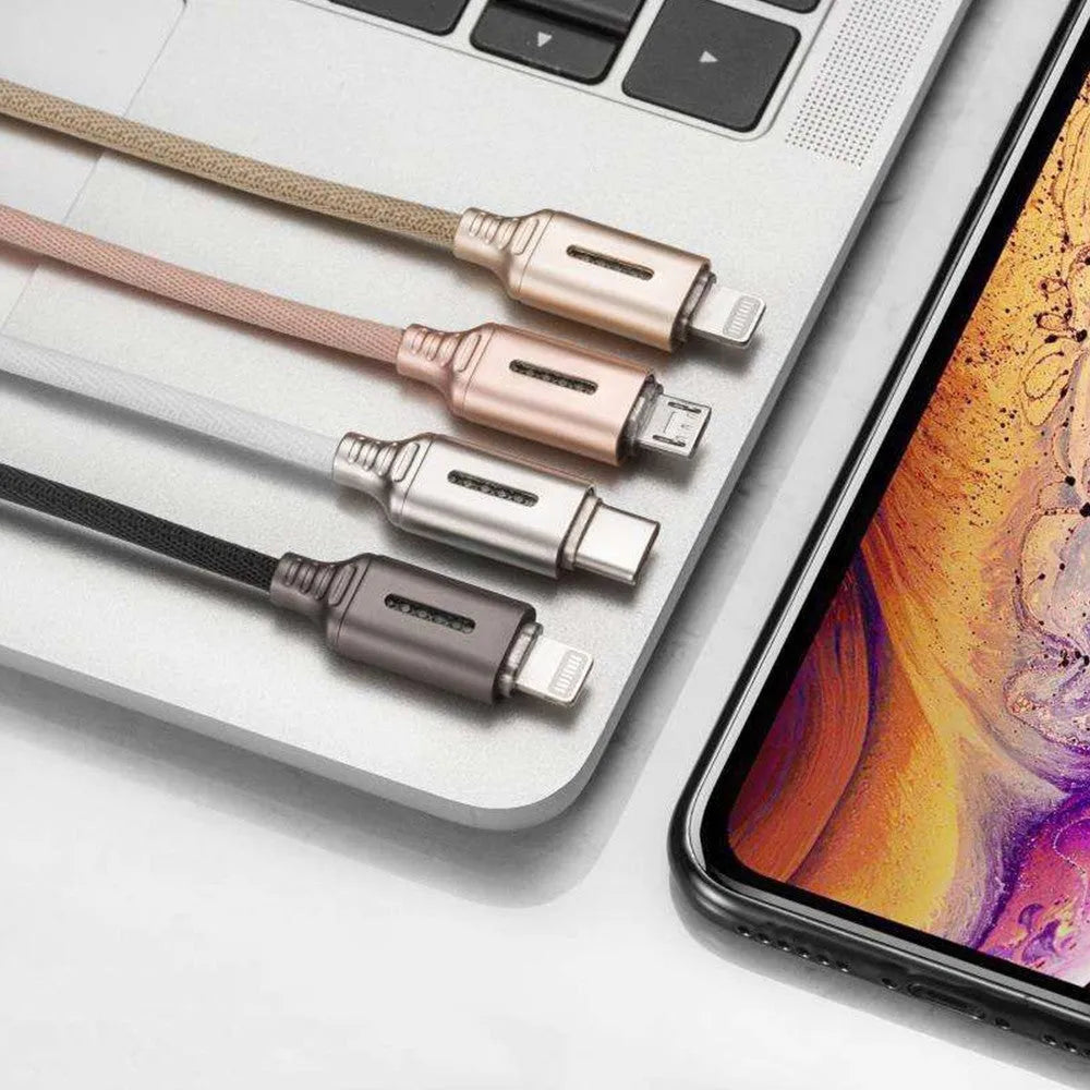 Fabric weaving fast charging cable with Type-C connector showing braided exterior texture