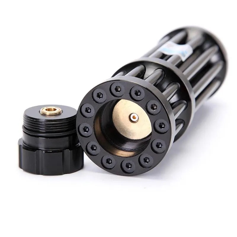 Black aluminium tactical flashlight with laser indicator and tail switch, 23mm diameter