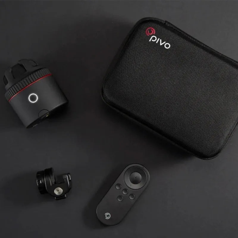 Pivo black smartphone camera mount with 360-degree rotation for face tracking