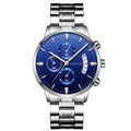 Men's stainless steel quartz watch with 43mm dial and multiple colour options