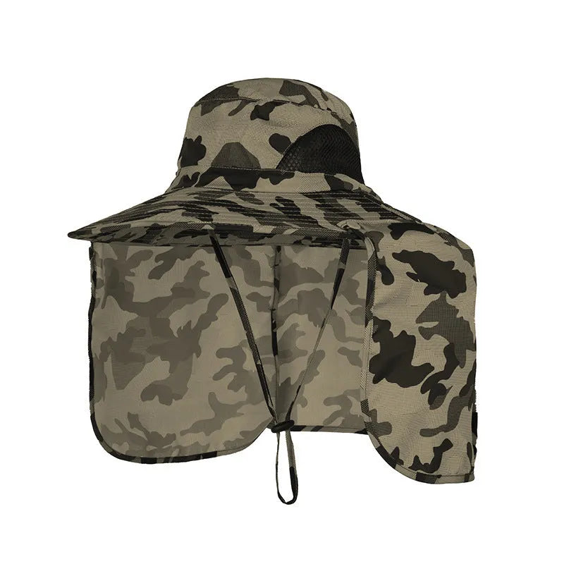 Nylon fisherman hat with neck sun protection in dome crown style, available in multiple colours