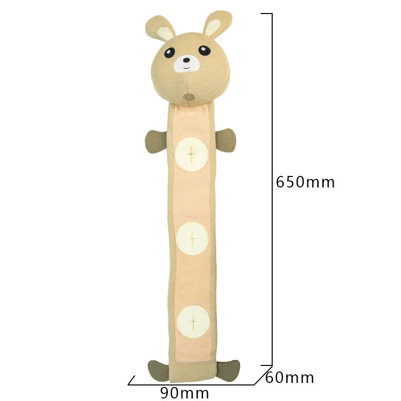 Fleece rabbit plush dog toy with sound and treat dispensing functions