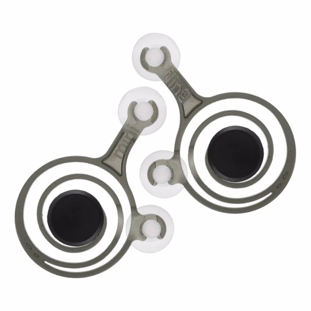 Pair of clear plastic mini joysticks for mobile phone gaming with coloured accents