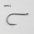 Bulk pack of barbed crooked mouth fishing hooks for sea fishing, made from alloy carbon steel.