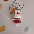Hand-crocheted wool rabbit key chain pendant with optional metal ring attachment