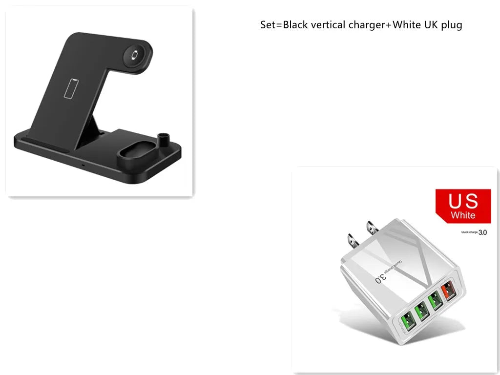 4-in-1 wireless charging station with adjustable magnetic plate, charging phone, Apple Watch, AirPods, and Apple Pencil
