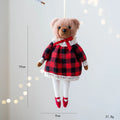 Plush bear doll in cotton suit with plaid design, 30 cm tall, available as princess bear or gentleman bear
