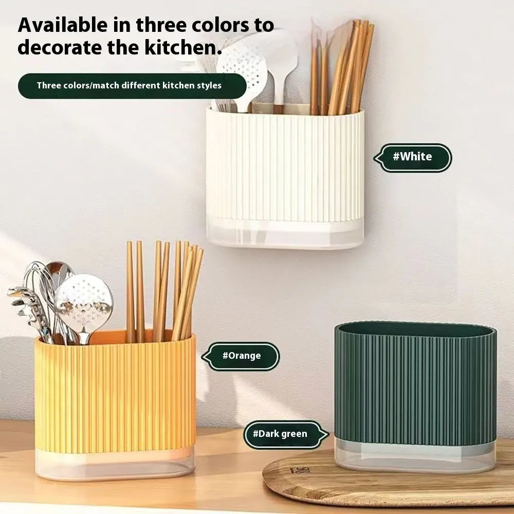 Cross-border drain chopsticks tube wall-mounted kitchen organiser in beige, dark green, or orange